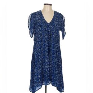 REISTOR FLORAL V- NECK DRESS SIZE MEDIUM SUSTAINABLE COTTON